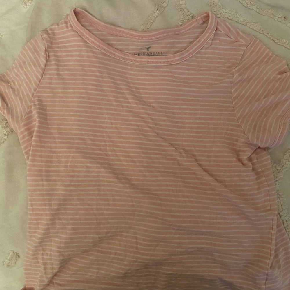 American Eagle Pink and white striped shirt